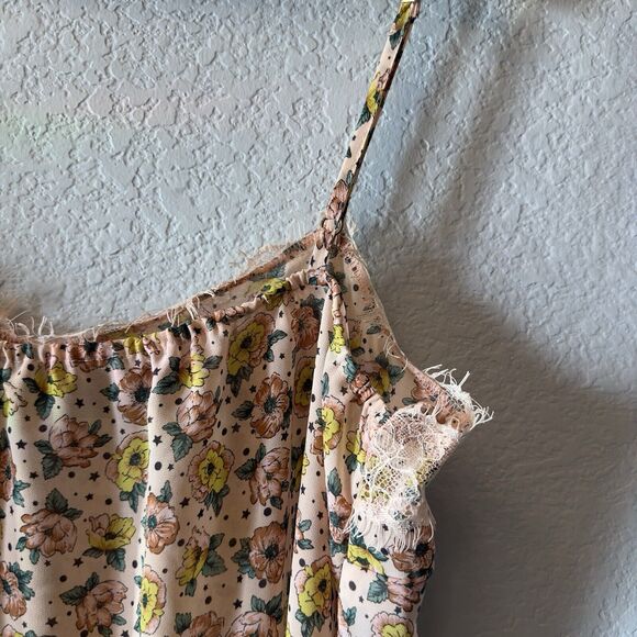 Boho picnic hippie flirty girly festival Cold mode floral Y2K tank top‎ sz large - Picture 5 of 12